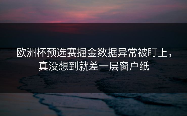 欧洲杯预选赛掘金数据异常被盯上，真没想到就差一层窗户纸
